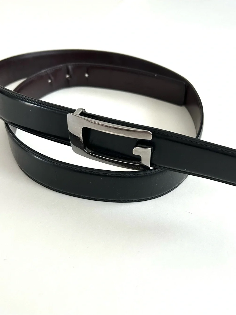 Gucci Square G Logo Buckle Leather Belt Black - Size 38 - Mens
